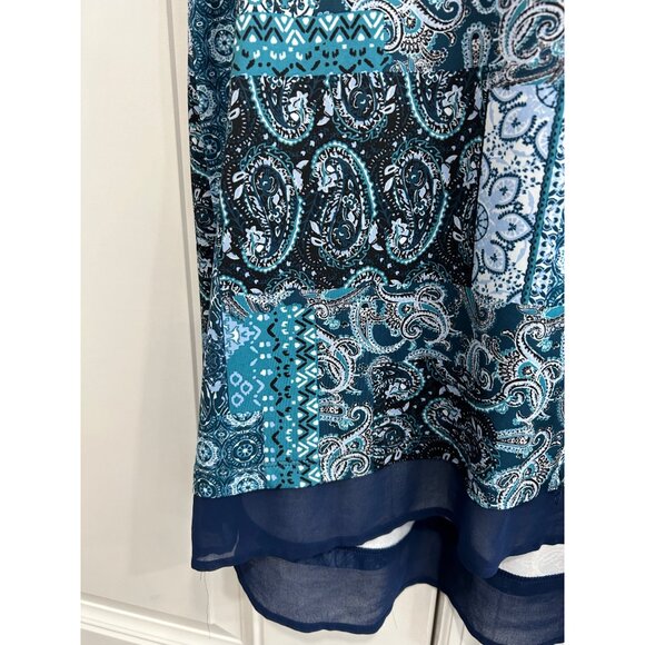 Faded Glory Sleeveless Patchwork Print Blouse Sz L - Picture 4 of 8